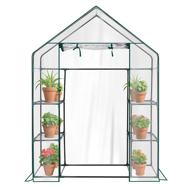 Mini Walk-in Greenhouse With PVC Cover, 4-Shelf Indoor Outdoor Plant Gardening Green House For Garden Backyard, 56inch X 29inch X 77inch, Transparent - Image 2