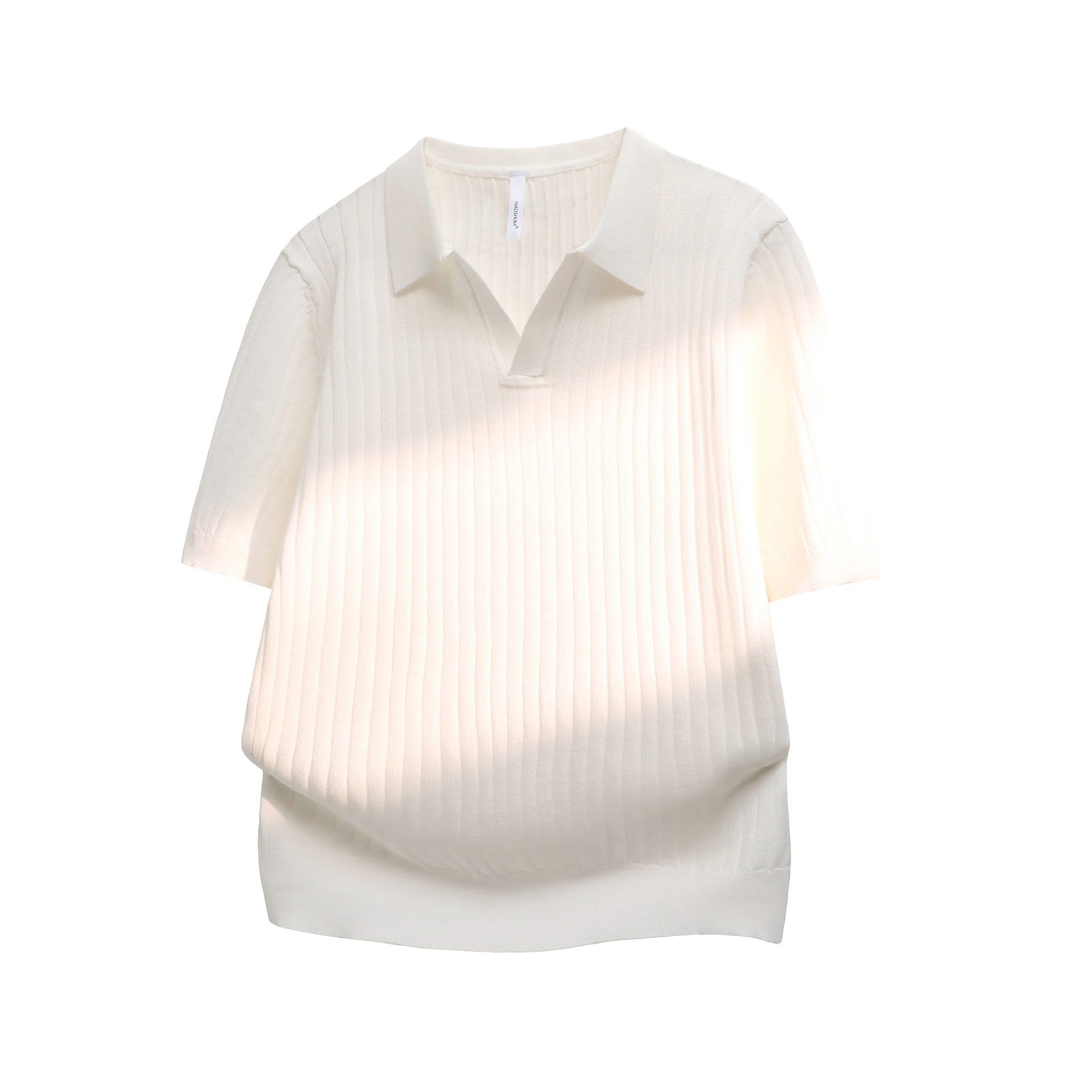 Notch-collar Striped Half-zip Knit T-shirt - Image 3