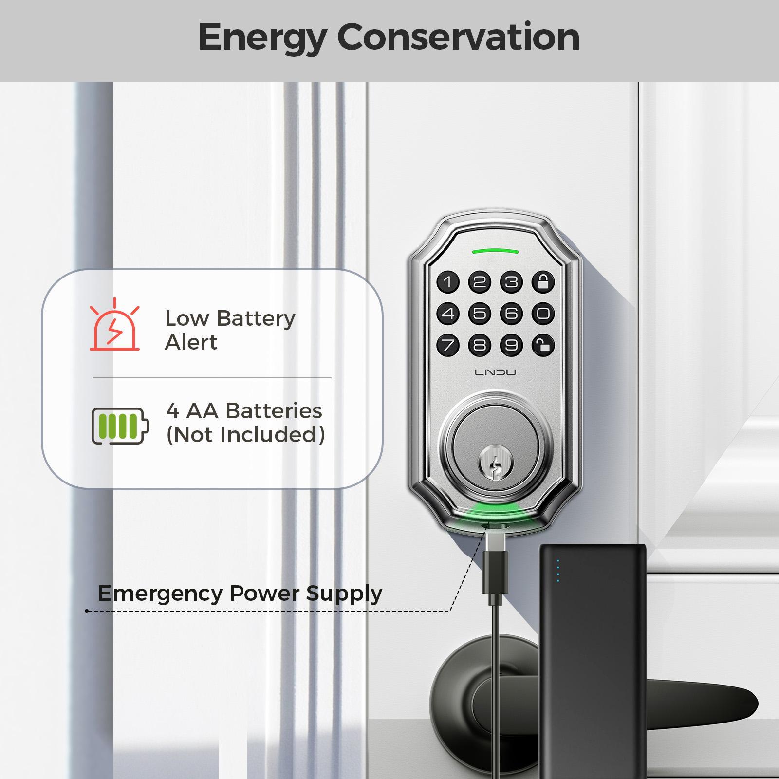 Keyless Entry Door Lock With Handle App-Controlled Front Door Lock Set With Keypad Auto-Lock & One-Touch Locking Anti-Peep Code Feature Easy Installation - Image 3
