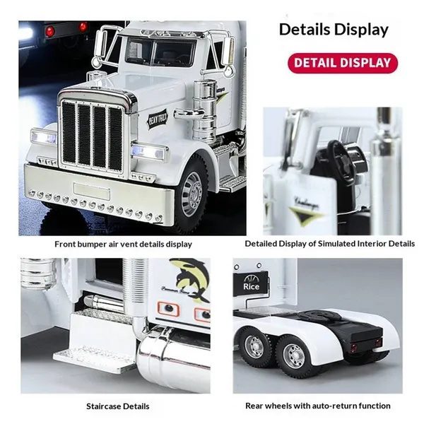 Semi Truck Toys For Boy Heavy Trucks,Metal Diecast Trucks Model Pull Back Cars With Light And Sound,Truck And Trailer Toys For Boys,Toy Trucks For Boys Age 4-8 - Image 5
