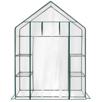 Mini Walk-in Greenhouse With PVC Cover, 4-Shelf Indoor Outdoor Plant Gardening Green House For Garden Backyard, 56inch X 29inch X 77inch, Transparent