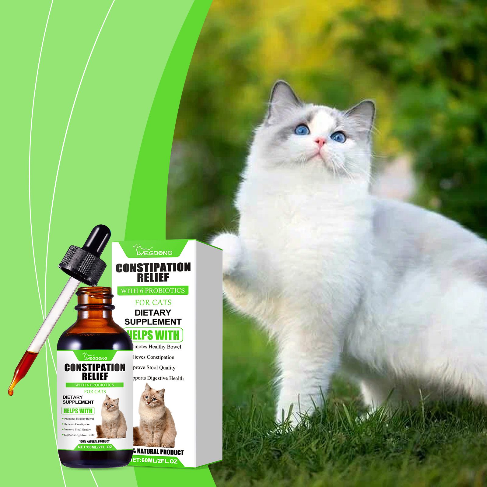 Cat Constipation Relief Probiotic Drops, Natural Digestive Support Supplement For Cats, Boost Nutrient Absorption & Appetite - Image 2