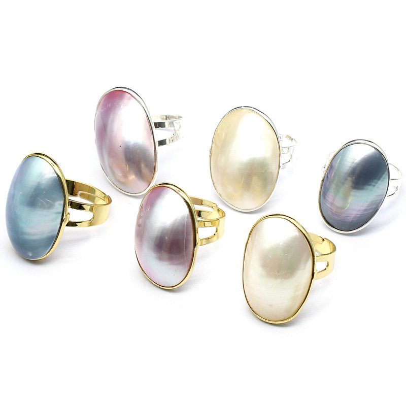 Seawater Starry Sky Blue Mabe Pearl Ring - Image 5
