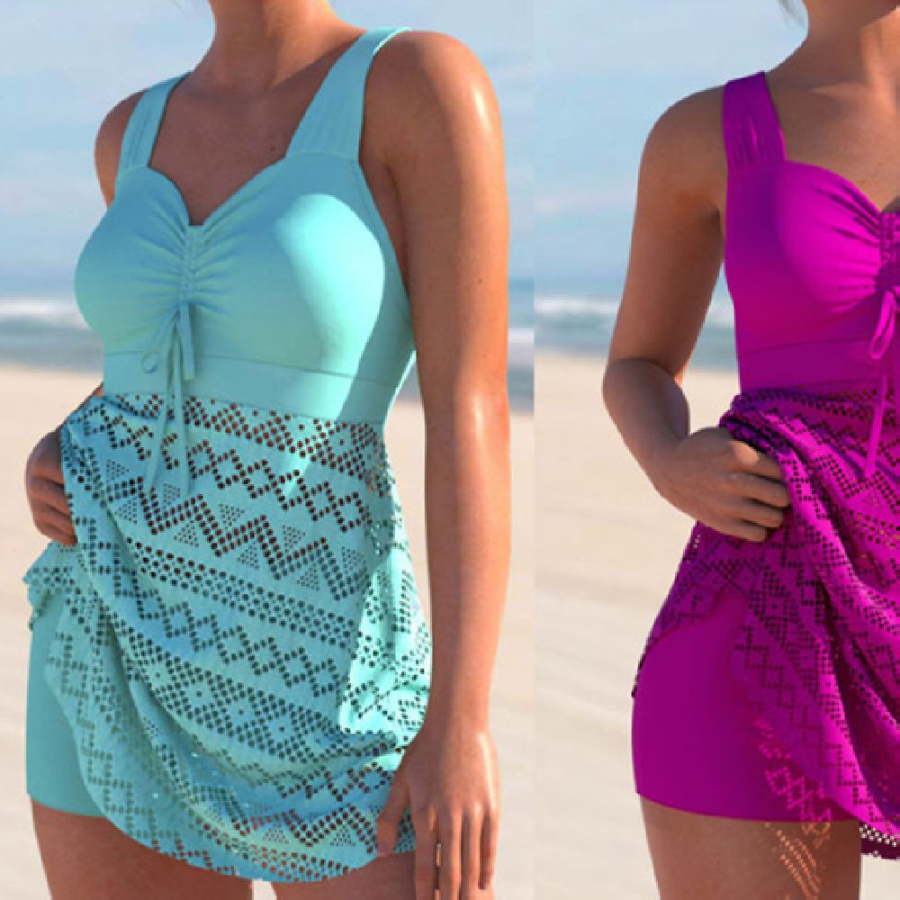 Korean Version Of Solid Color Lace One-piece Swimsuit - Image 2