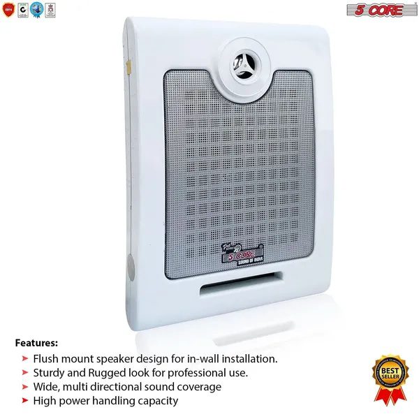 مكبرات صوت خارجية من 5 CORE، مكبر صوت ستيريو جداري 500W Peak سلبي، قابل للتركيب، سلكي مقاوم للماء لنظام صوت الفناء والمنزل والجراج والداخل والخارج - Bocinas Para Casa - Window - الصورة 5