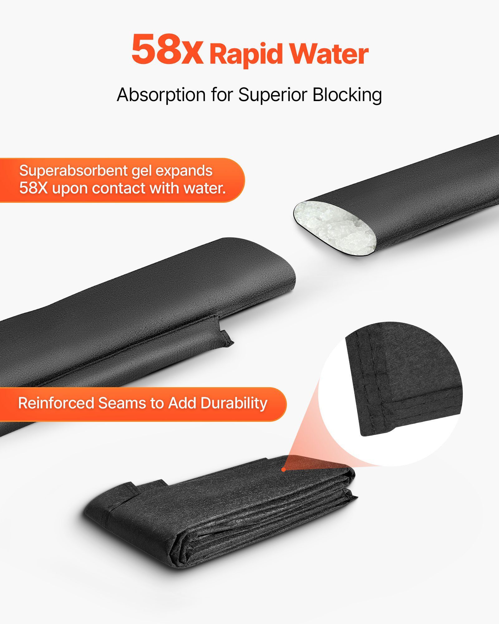 Flood Barrier, 8 Pack, 3050 X 210 Mm Flood Bags Activated By Water, Water Absorbent Barrier, Sandless Sandbags Blockage, Flooding Prevention Bags For Home, Doorway, Basement, Garage - Image 3
