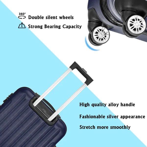 3-in-1 Multifunctional Large Capacity Traveling Storage Suitcase Luggage Set Navy Blue - Image 7