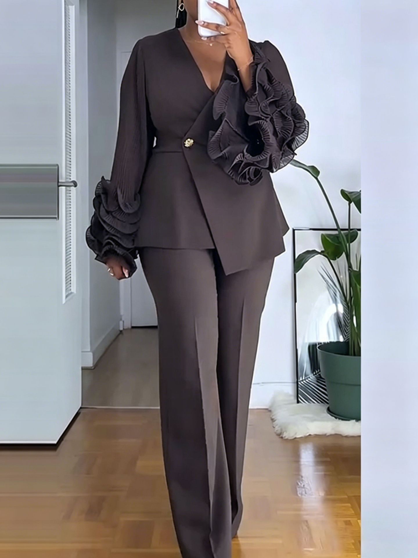 Womens Two-Piece Set With African Lace Trim - Image 6