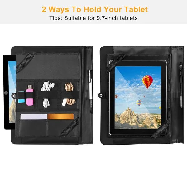 Padfolio Portfolio Folder Business Document Organizer PU Leather Padfolio Holder Case - Image 4