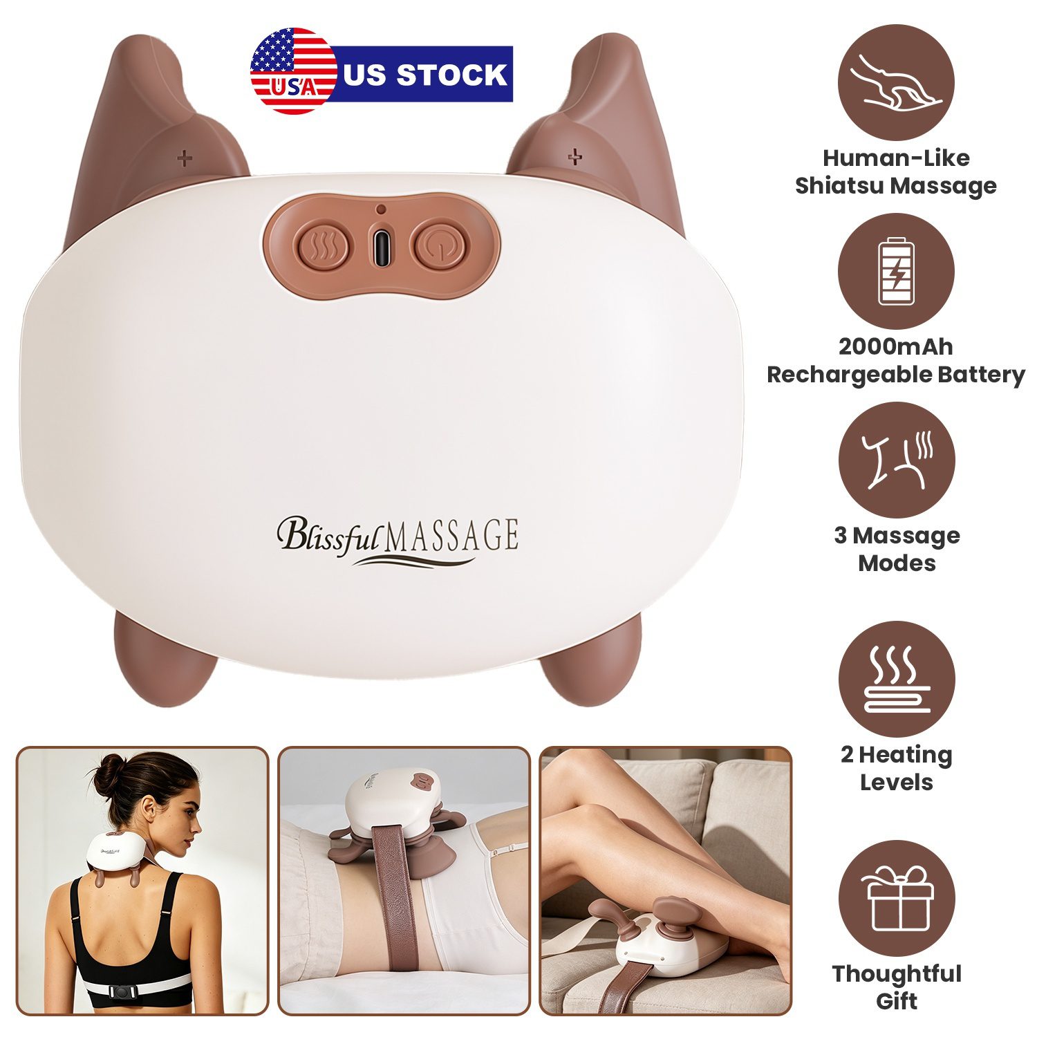 1Pc Human Like Neck Massager With Heat Cordless Neck Massager For Pain Relief Deep Tissue Shiatsu Massager For For Neck Shoulders Back Legs - Image 5