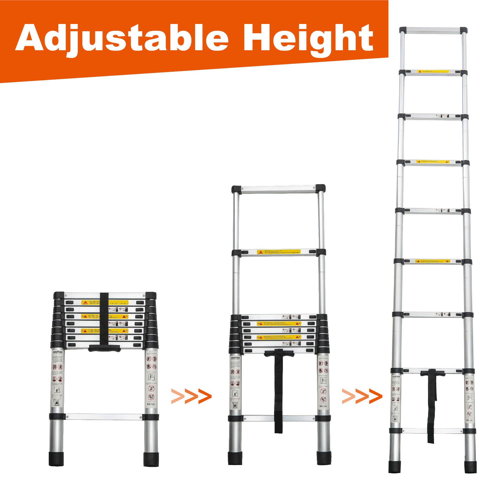 Telescoping Ladder 8.5FT, Telescopic Extension Ladder, Aluminum Alloy Folding Ladder Portable Multi-Purpose for Indoor Outdoor Work, Heavy Duty 300 lbs Load - Image 8