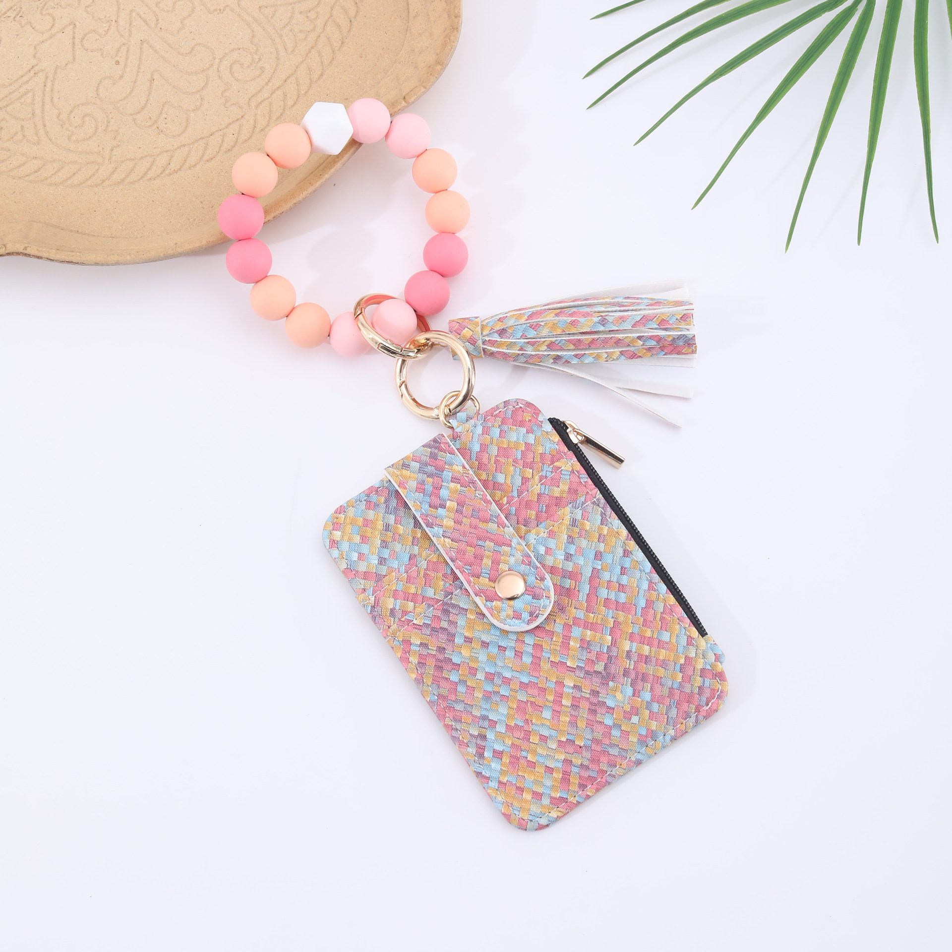Silicone Bead Bracelet Weaving Pattern Card Holder Coin Purse - Image 4