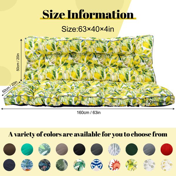 Outdoor Swing Cushions 63 Inch, Waterproof 4in Thick Porch Swing Cushion Replacement With Backrest And Ties, Comfortable 2-3 Seat Pation Swing Pad For Backyard, Garden, Lawn, Outdoor Furniture-Caisu - Image 4
