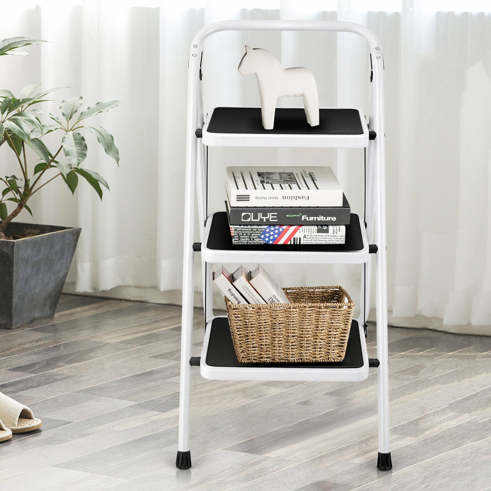 Folding 3-Step Ladder With Handgrip And Anti-Slip Platform - Image 8
