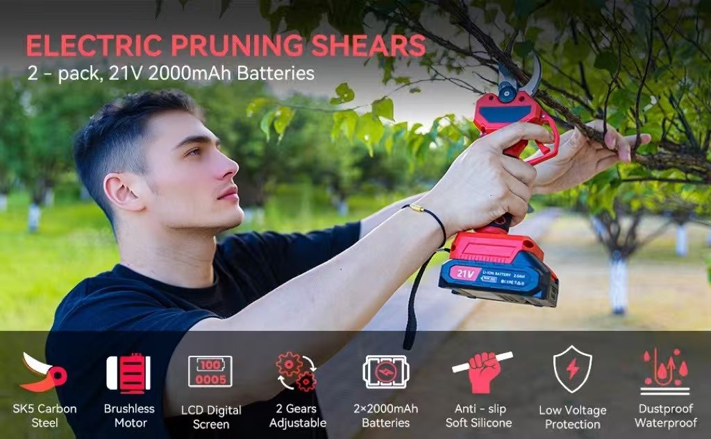 Upgraded Electric Pruning Shears 1.2 Inch Cutting Diameter Cordless Power Pruner With LCD Display - Image 8