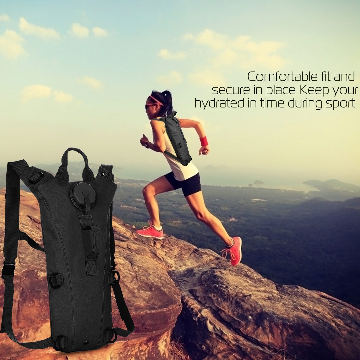1Pc 3L Tactical Hydration Pack Water Bladder Adjustable Water Drink Backpack For Hiking Cycling Climbing Running