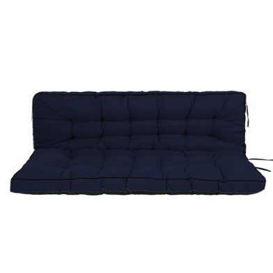 Outdoor Swing Cushions 55 Inch,Waterproof 4in Thick Porch Swing Cushion Replacement With Backrest And Ties,Comfortable 2-3 Seat Pation Swing Pad For Backyard,Garden,Lawn,Outdoor Furniture Dark Blue