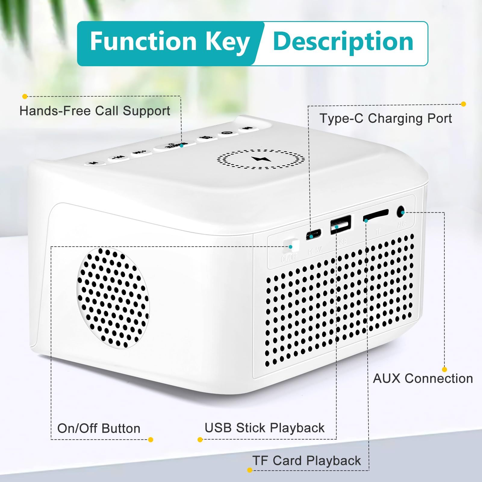منبهات بجانب السرير، ساعة منبه رقمية مع مكبر صوت Bluetooth، منفذ شحن USB، راديو FM، شحن لاسلكي Qi عالمي، شاشة LED قابلة للتعتيم، مكبر صوت لاسلكي مزدوج للمنزل والعمل - الصورة 2