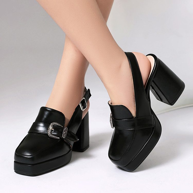 Square-clip Single-strap Preppy-style Womens Shoes - Image 4