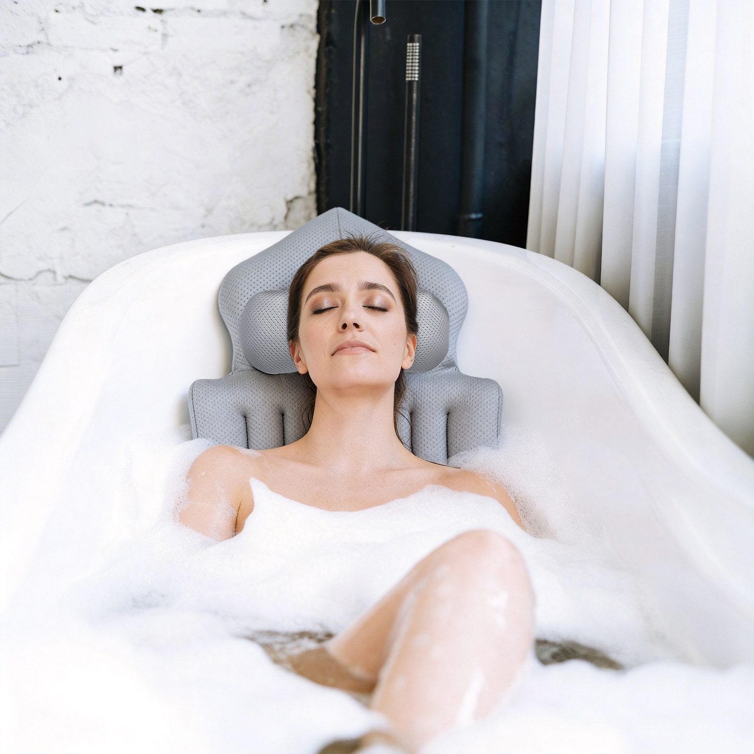 1Pc Full Body Bath Pillow With Headrest Lumbar Support Quick-Drying Bathtub Cushion With Breathable 4D Honeycomb Mesh Cushion Nonslip Machine Washable - Image 2