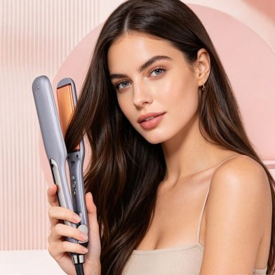 Ceramic Hair Straightener With Smart LCD Display,30s Fast Heat Up, 450F Adjustable Temperature, Ionic Frizz Control