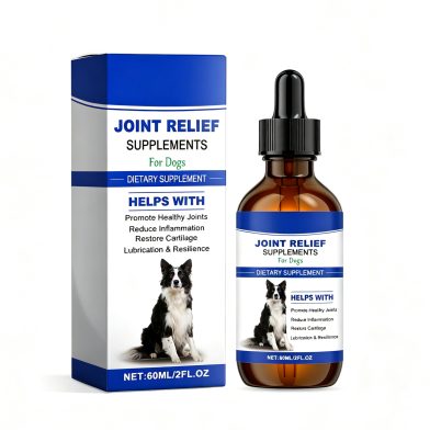 Dog Joint Relief Liquid Supplement Drops, Hip & Joint Care Support For All Breeds Dogs, Relieve Joint Pain, Reduce Inflammation, Restore Cartilage, Improve Mobility, 60ml