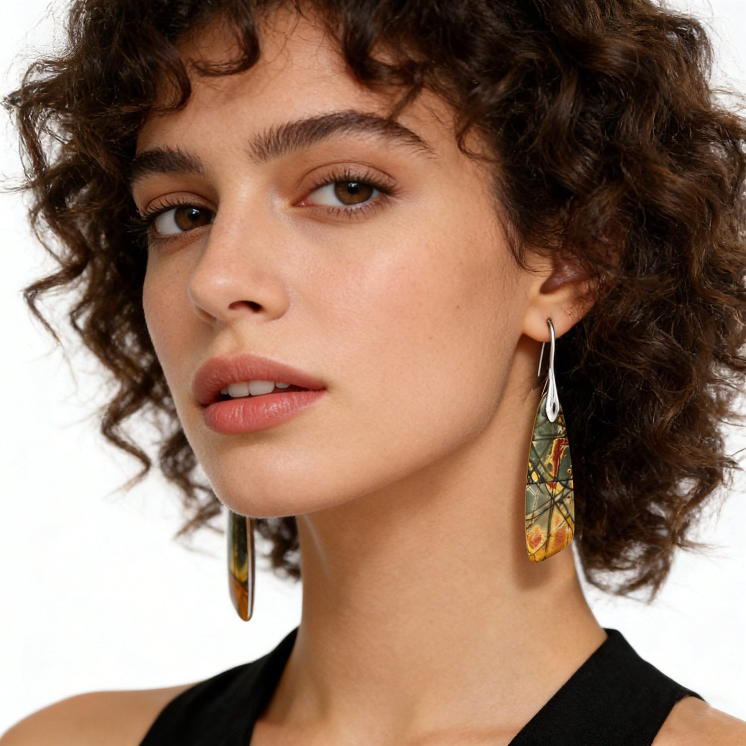 Bohemian Emperor Stone Geometric Pendant Earrings - Image 2