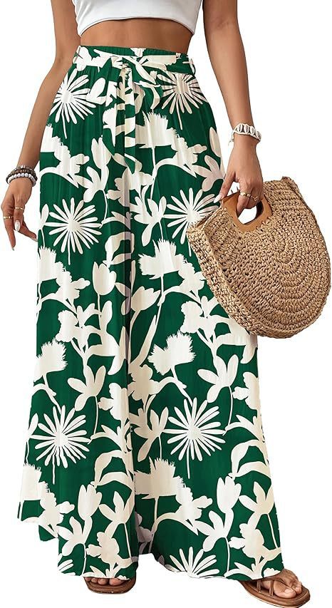 Womens Flowing Floral Wide-Leg Pants - Image 4