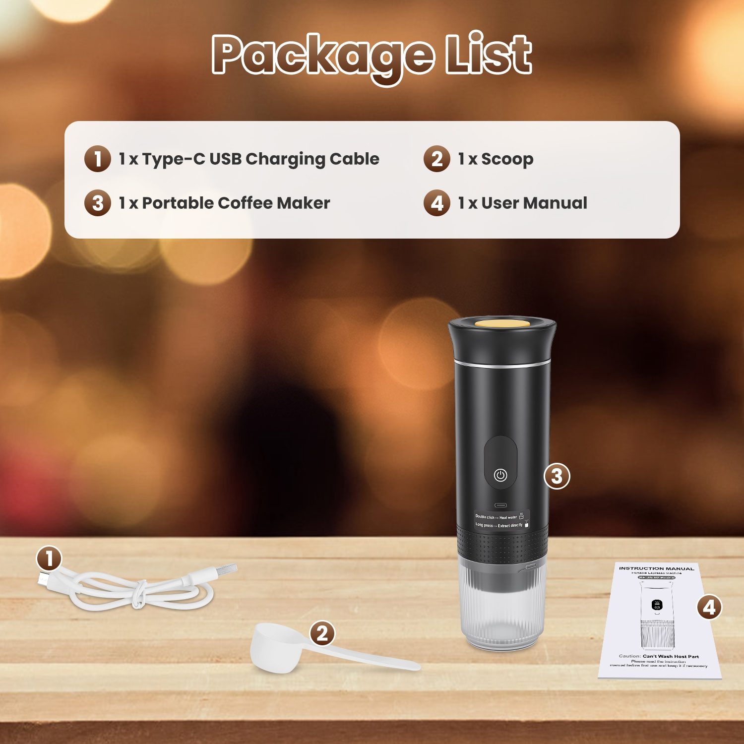 3 In 1 Portable Espresso Machine Cordless Mother Day Self Heating Coffee Maker With 7500mAh Battery Heating 20Bar Pressure Anti Dry Burn Fit For Ground Coffee Capsules For Camping Hiking RV Home - Image 8
