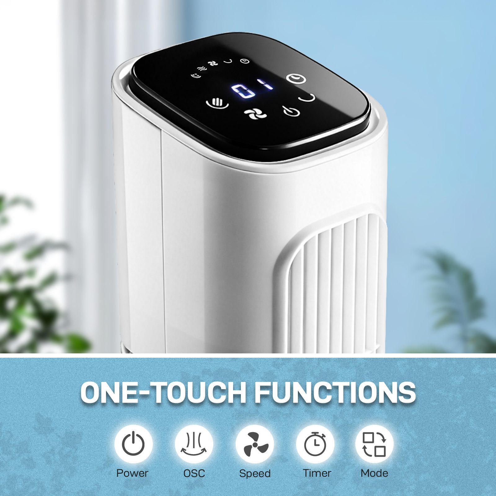36 Inch Tower Fan, 110V 45W Quiet Cooling Column Fan With Copper Motor, Touch & Remote Control, 3 Speeds 3 Modes, 9H Timer, Wide Oscillating Standing Fan For Bedroom Office Home - Image 5