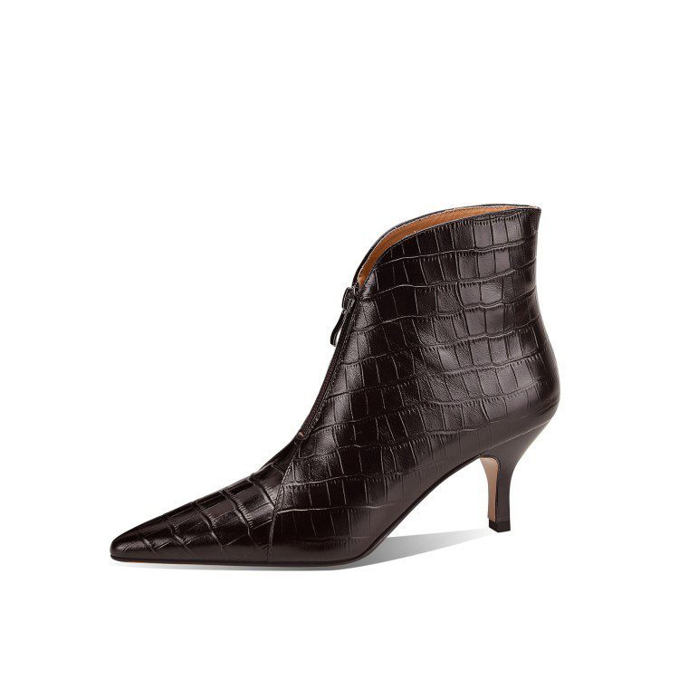 Stiletto-heel Ankle Boots With A Pointed Toe Crafted From Embossed Cowhide - Image 5