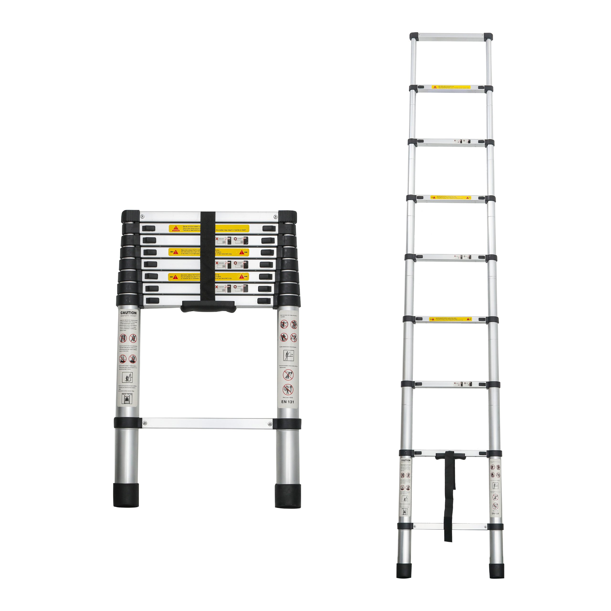 Telescoping Ladder 8.5FT, Telescopic Extension Ladder, Aluminum Alloy Folding Ladder Portable Multi-Purpose for Indoor Outdoor Work, Heavy Duty 300 lbs Load - Image 3
