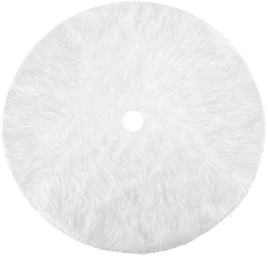 White Christmas Tree Skirt Plush Faux Fur Xmas Tree Carpet Merry Christmas Tree Decorations Ornament New Year Navidad Home Decor - Image 5