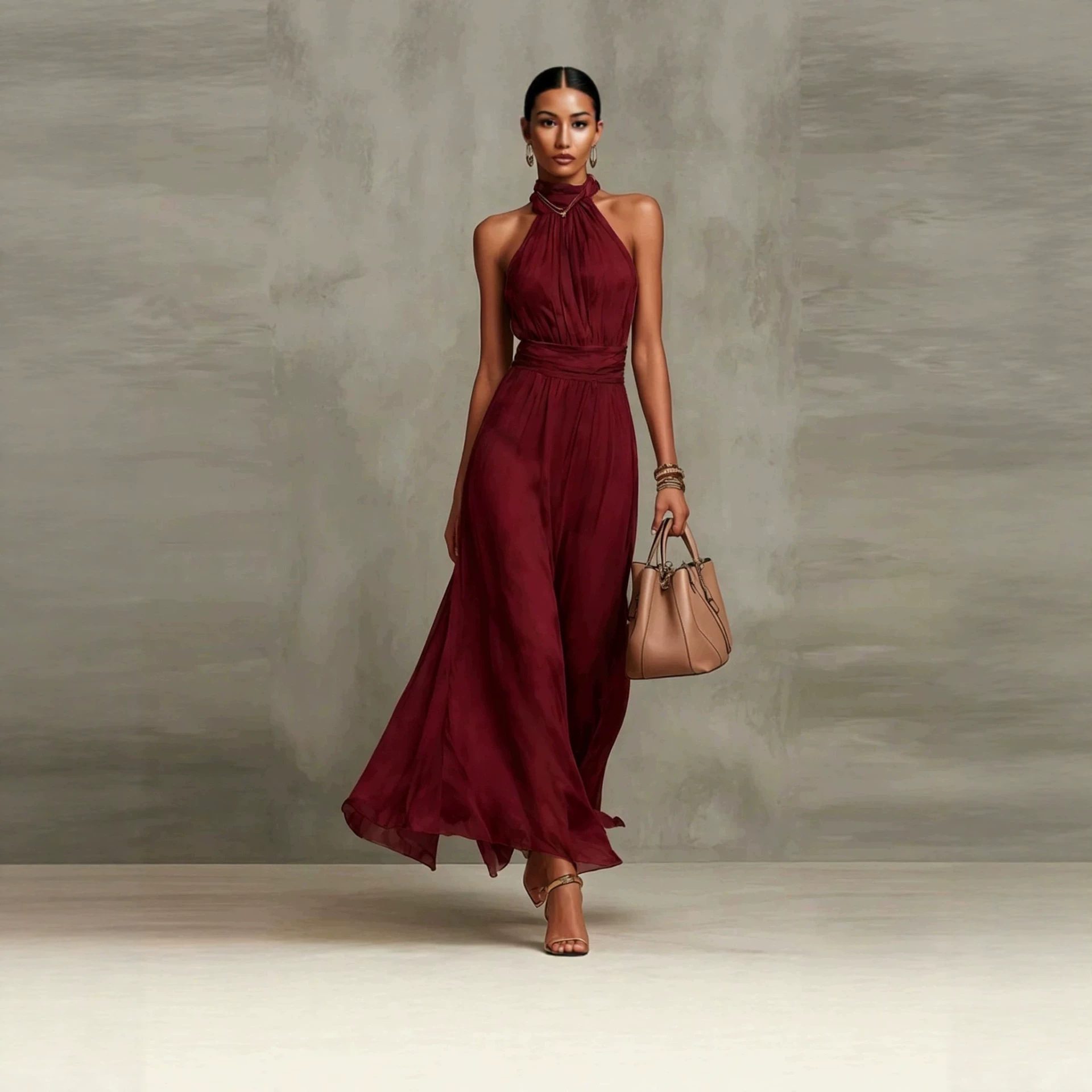 Resort-style Waist-cinching Figure-flattering Pleated Dress - Image 2
