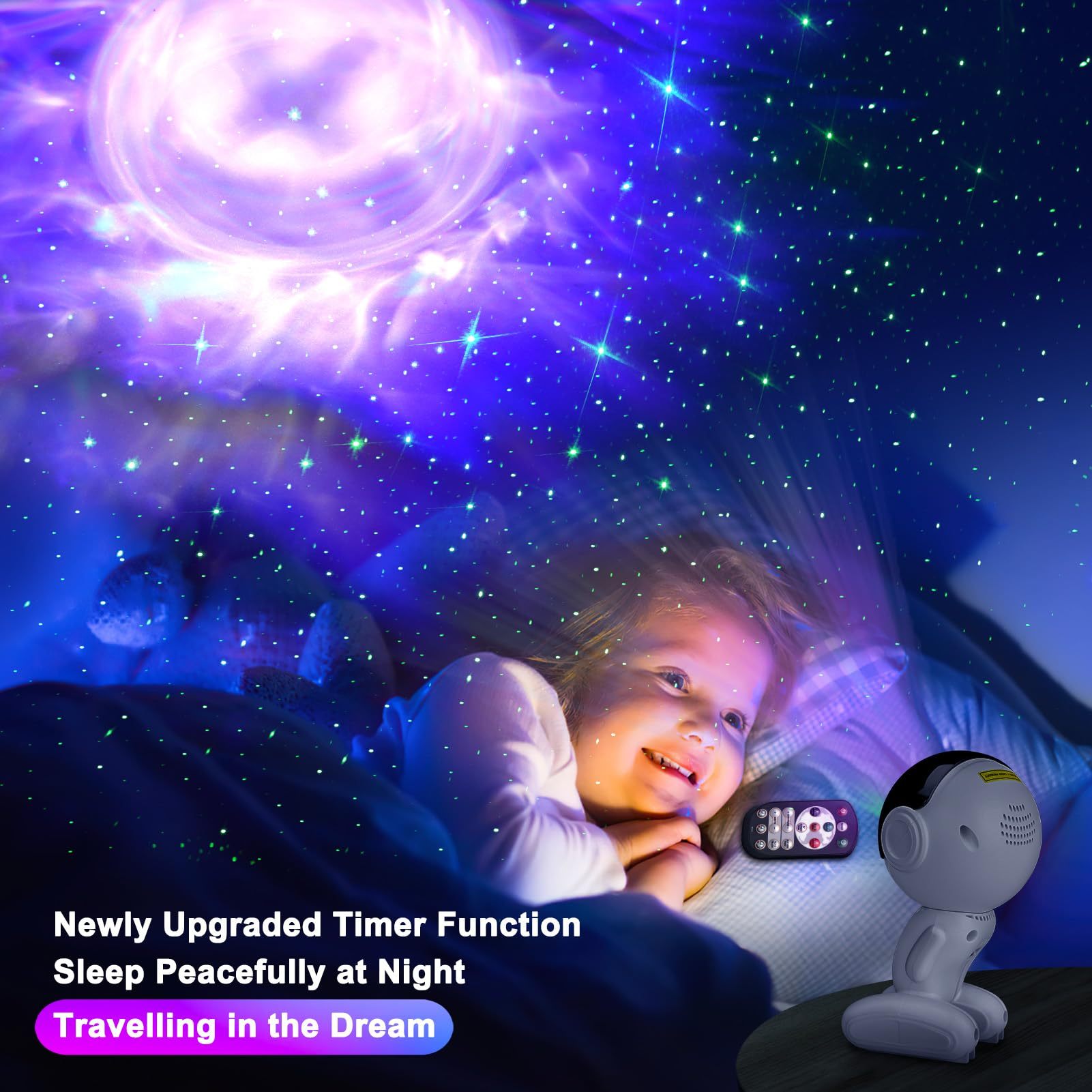 Astronaut Galaxy Night Light, 360 Adjustable Starry Night Light With Timer And Remote Control, USB Powered - Image 6