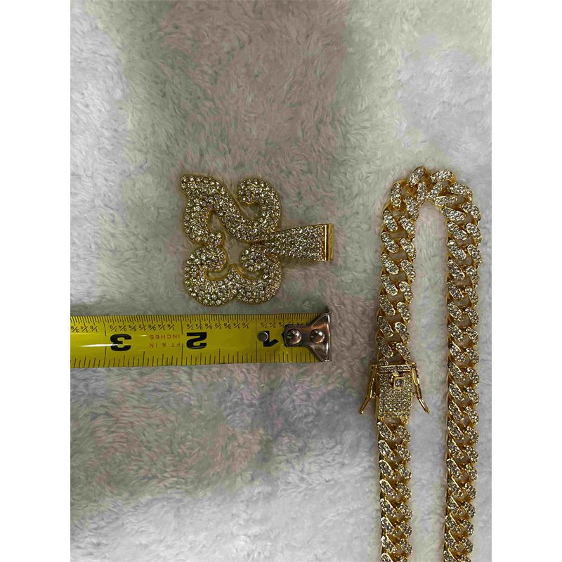 13mm Width Football Pendant Necklace,Number 23 Chain Iced Out Pendant Necklace, 3D Diamond Gold Zinc Alloy Stainless Steel Religious Zircon - Image 9