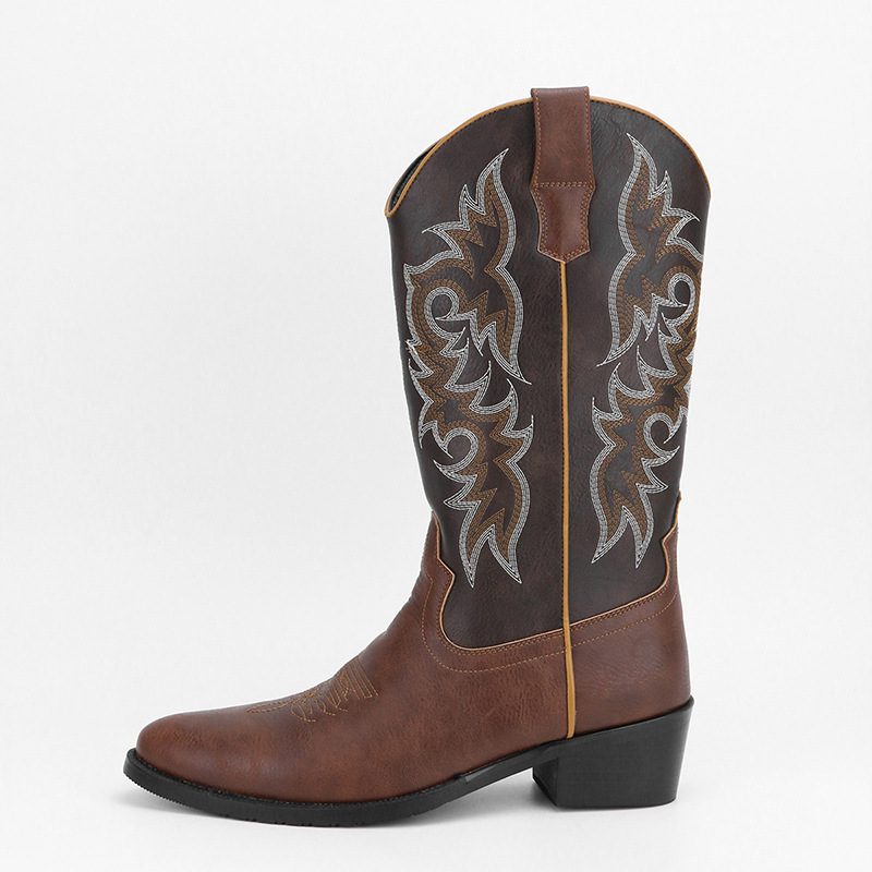 Men's Embroidery Retro High Leg Boot - Image 9