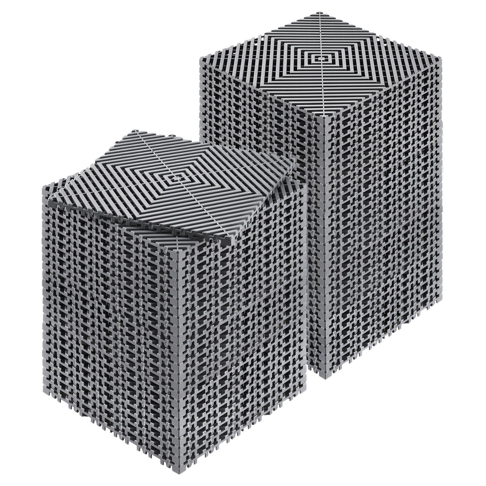 Interlocking Drainage Mat, 12” X 12” Modular Interlocking Cushion, 55 Pcs Splicing Drainage Mats, Non-Slip Gray PP Drainage Floor Tile And Shower Mat, For Garage, Garden, Kitchen & Outdoor