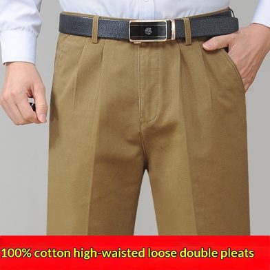Mens AutumnWinter Cotton Casual Straight-Leg Pants