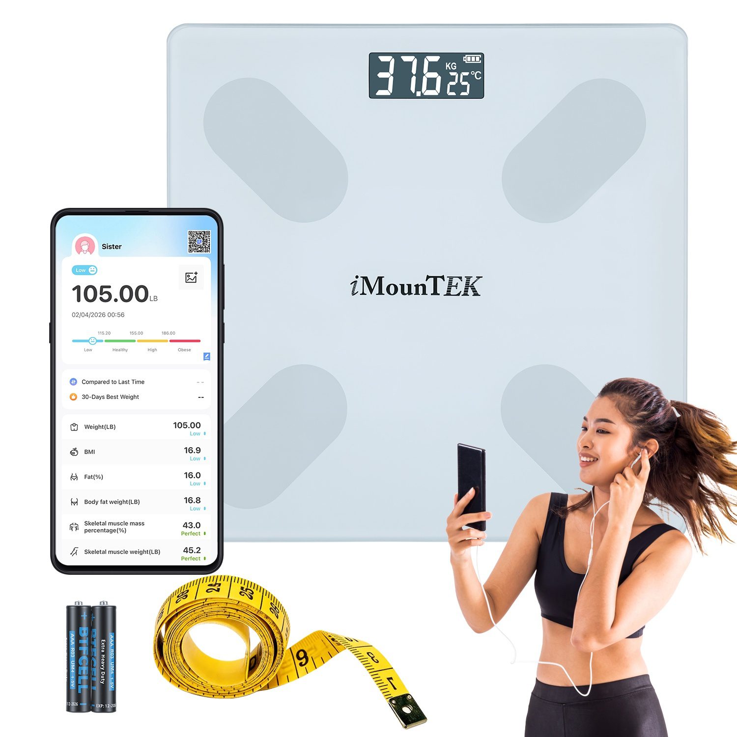 ميزان ذكي رقمي لقياس وزن الجسم، ميزان وزن عالي الدقة مع تحليل شامل لتركيبة الجسم وBMI، مزامنة مع التطبيق، زجاج مقوى 4mm، سعة 397LBS، شاشة LCD - الصورة 3