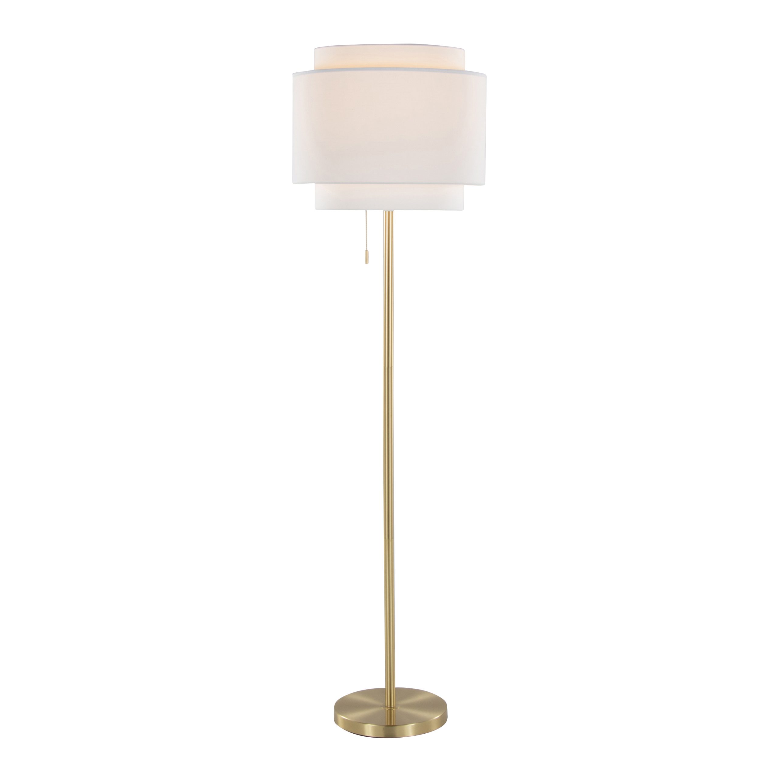 Tier 64inch Contemporary Metal Floor Lamp In Gold Metal With Off-White Linen Shade - Image 7