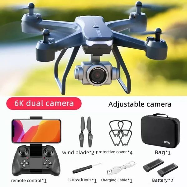 2026 طائرة بدون طيار احترافية بكاميرا مزدوجة HD بدقة 6K، طائرة رباعية RC محمولة بتقنية WiFi FPV، بطاريتان، طائرات بدون طيار مناسبة للبالغين والمبتدئين. يتم إرسال شركة الشحن عشوائيًا عبر UPS&UNI&USPS&GOFO - الصورة 2