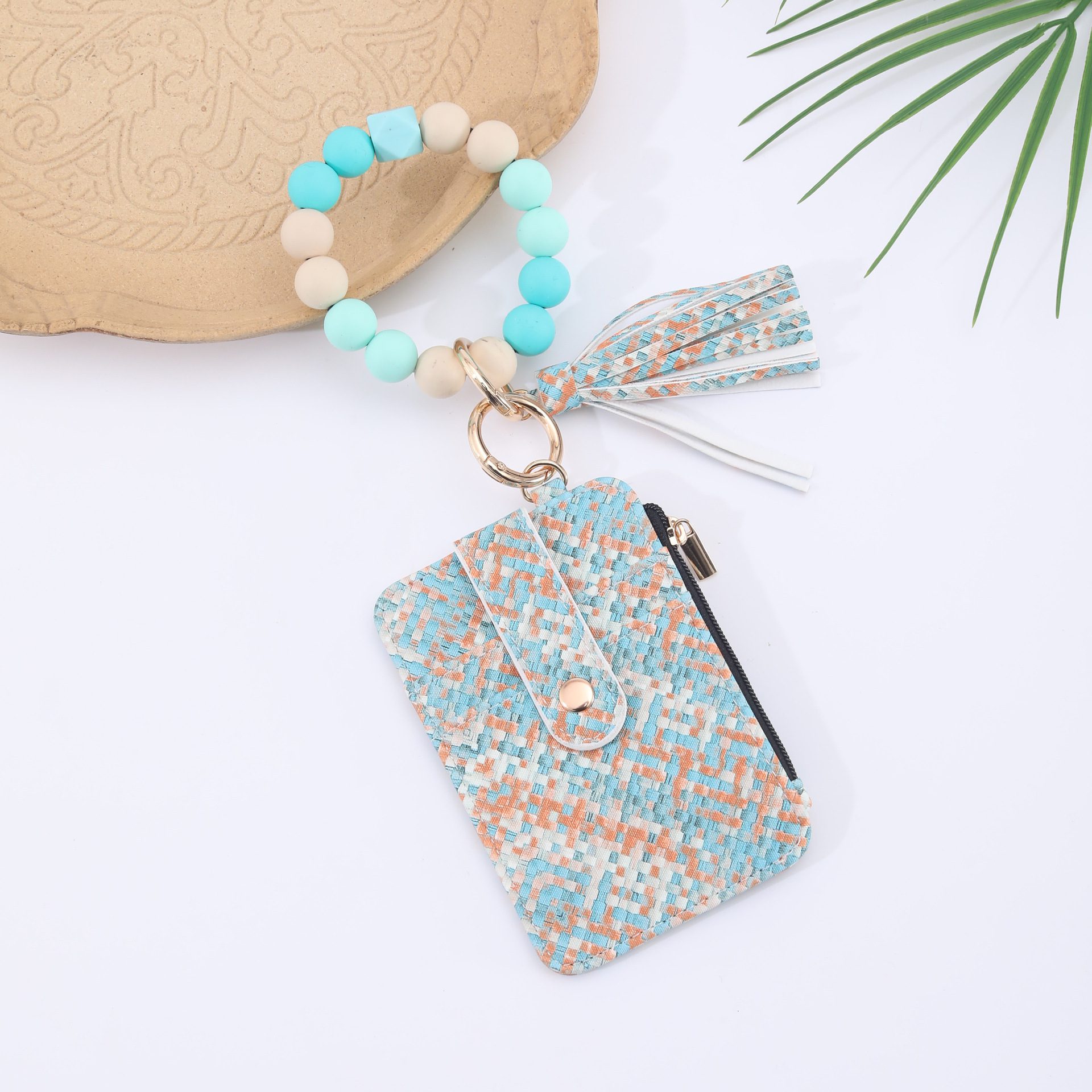 Silicone Bead Bracelet Weaving Pattern Card Holder Coin Purse - Image 3