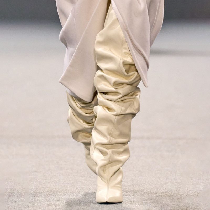 Catwalk Pleated Over-the-knee Boots Female Pointed Toe Wedge High-heel Boots - Image 2