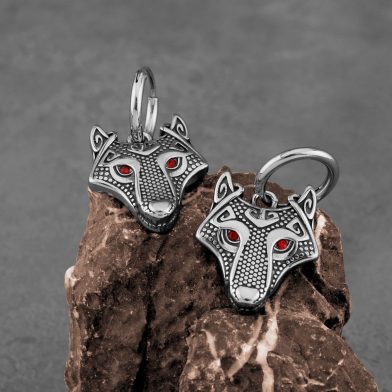 Stainless Steel Viking Celtic Wolf Head Earrings