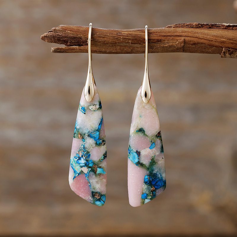 Bohemian Emperor Stone Geometric Pendant Earrings - Image 9