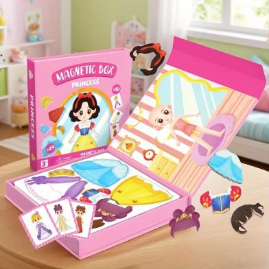Princess Dress-Up Puzzle Toy Portable Magnetic Case With 10 Cards And 29 Puzzle Pieces Educational Dress-Up Toy For Children