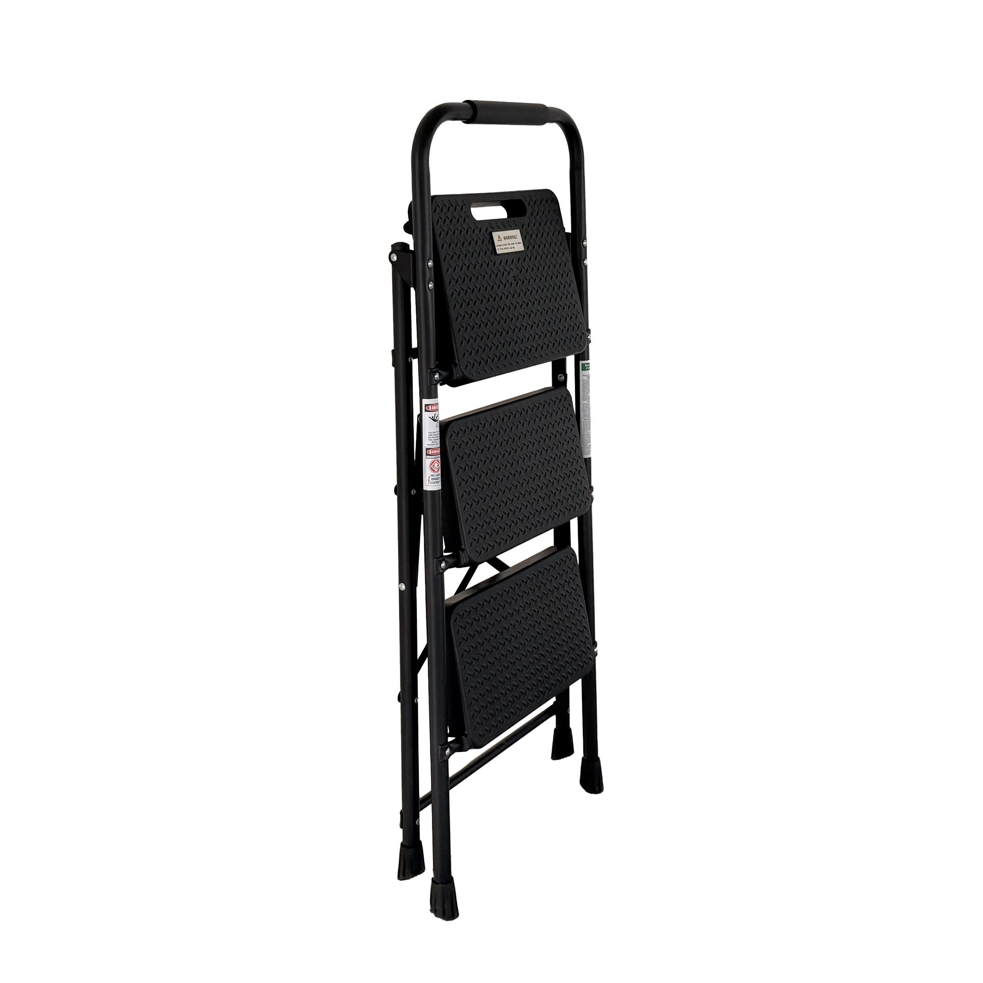 3 Step Ladder, Folding Step Stool with Wide Anti-Slip Pedal, Sturdy Steel Ladder, Lightweight, Portable Steel Step Stool - Image 3