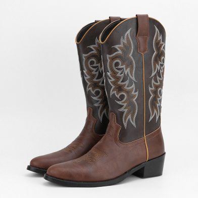 Men's Embroidery Retro High Leg Boot