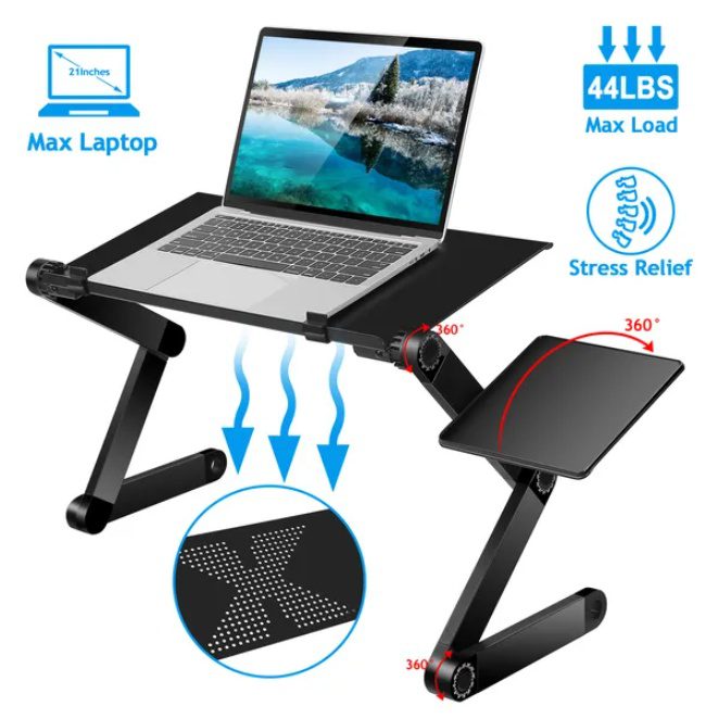 Foldable Laptop Desk With Mouse Board And Aluminum Alloy Tray - Image 2